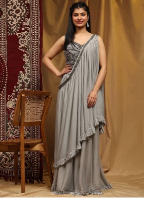 Grey Shimmer Readymade Lehenga Choli