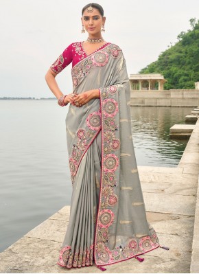 Grey Silk Trendy Saree