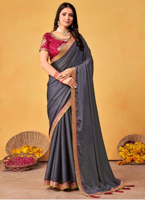 Grey Swarovski Ceremonial Designer Saree