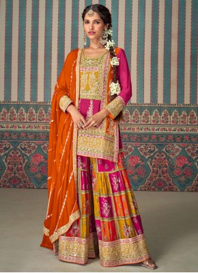 Gripping Chinon Stone Readymade Salwar Kameez