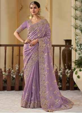 Gripping Viscose Purple Contemporary Saree