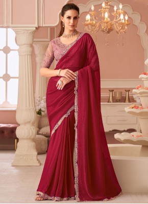 Gripping Zari Georgette Rani Classic Saree