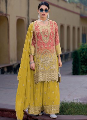 Groovy Chinon Mehndi Trendy Salwar Kameez