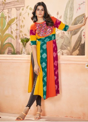 Groovy Multi Colour Rayon Designer Kurti