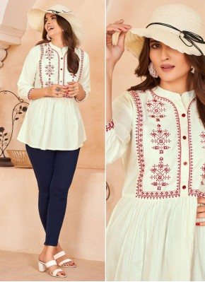 Groovy Rayon Embroidered Party Wear Kurti