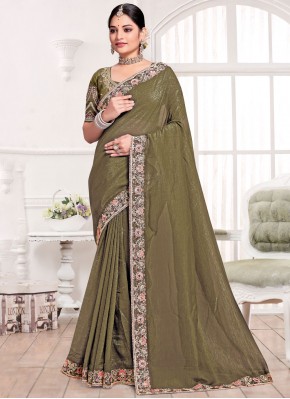 Groovy Silk Zircon Green Designer Saree