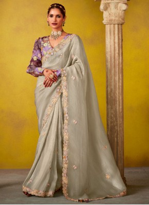 Groovy Stone Silver Traditional Saree