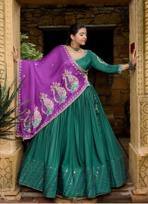 Hand Embroidery Work Gajji Silk Designer Readymade Lehngha Choli in