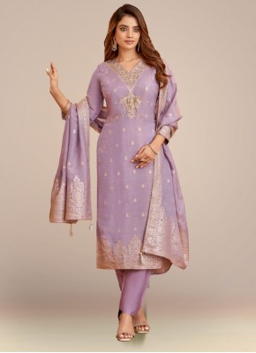 Hand Work Silk Ankle Length Designer Suit for Party