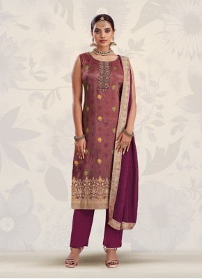 Hand Work Silk Straight Suit for Festival