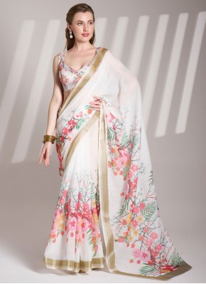 Honourable White Trendy Saree