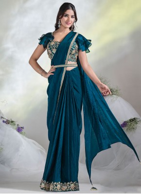 Ideal Blue and Teal Sangeet Trendy Saree