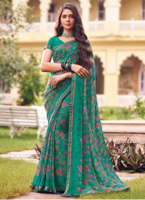 Ideal Print Rama Traditional Saree