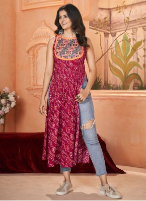 Ideal Rani Embroidered Rayon Party Wear Kurti