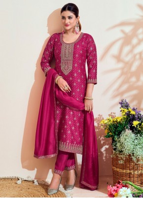 Ideal Rani Embroidered Vichitra Silk Readymade Salwar Suit