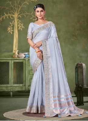 Impeccable Blue Banarasi Silk Designer Saree