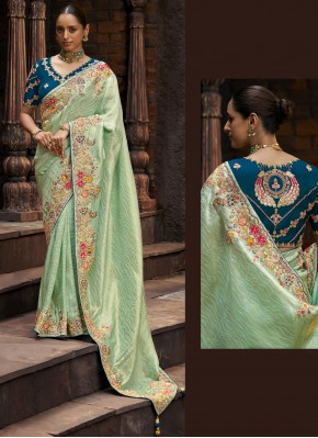 Impeccable Sea Green Reception Classic Saree