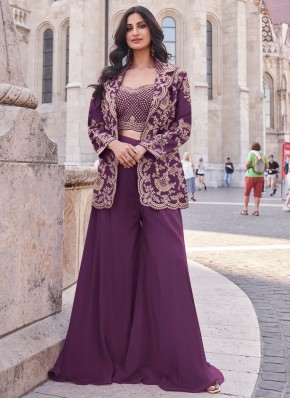 Imperial Mauve  Silk Palazzo Salwar Suit