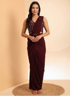 Imported Wine Fancy Designer Saree