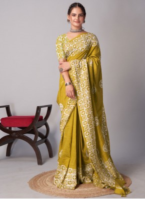 Imposing Mustard Chanderi Cotton Contemporary Saree