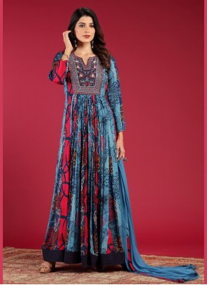 Impressive Digital Print Chiffon Anarkali Suit