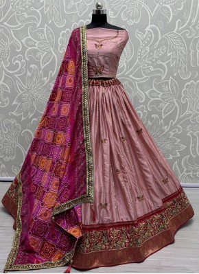 Impressive Pink Silk Trendy Lehenga Choli