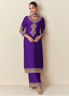 Impressive Violet Trendy Salwar Kameez