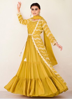 Incredible Mustard Silk Readymade Gown