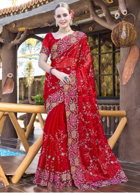 Incredible Red Swarovski Jimmy Chu Classic Saree