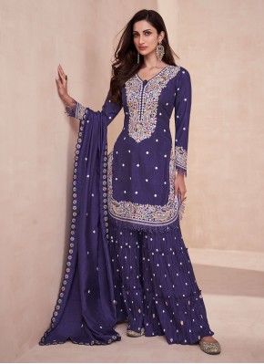 Incredible Silk Embroidered Palazzo Salwar Kameez