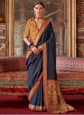 Innovative Silk Navy Blue Classic Saree