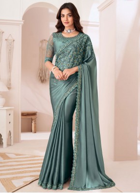 Innovative Teal Contemporary Saree