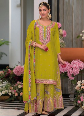 Integral Chinon Green Embroidered Designer Salwar Kameez