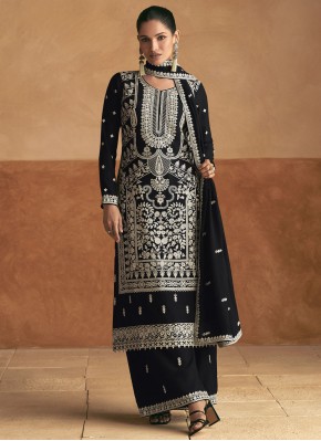 Integral Embroidered Silk Black Trendy Salwar Kameez