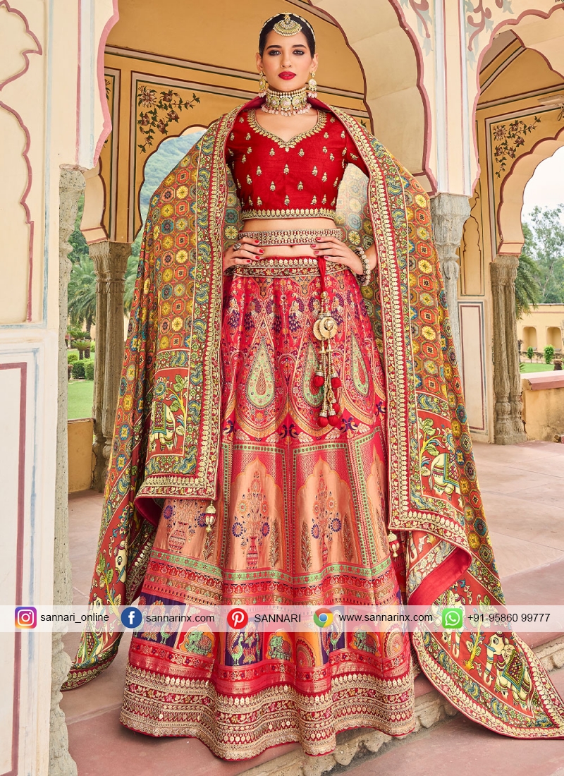 Stunning Multi Colour Bridal Lehenga Choli -