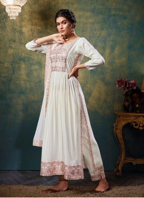 Intricate Pant Style Suit Embroidered in Silk Blend