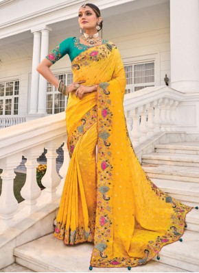 Intriguing Sequins Yellow Trendy Saree