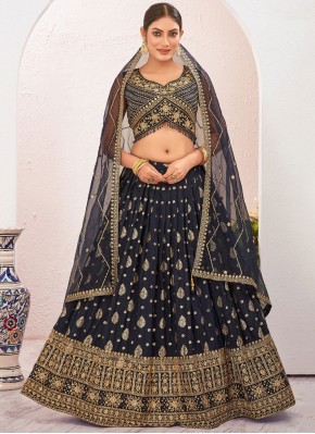 Invaluable Embroidered pure-dola Readymade Lehenga Choli