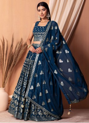 Invaluable Morpeach  Embroidered Georgette Lehenga Choli