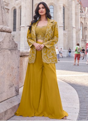 Invaluable Mustard Embroidered Designer Salwar Suit