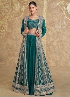 Invaluable Rama and Teal Reception Readymade Lehenga Choli