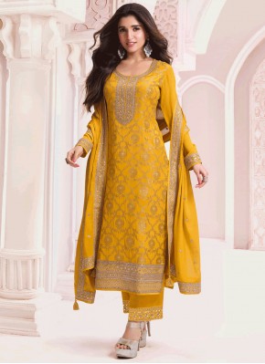 Invaluable Yellow Viscose Designer Salwar Kameez