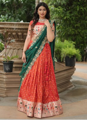 Jacquard Orange Trendy Lehenga Choli