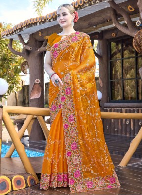 Jimmy Chu Mustard Designer Saree