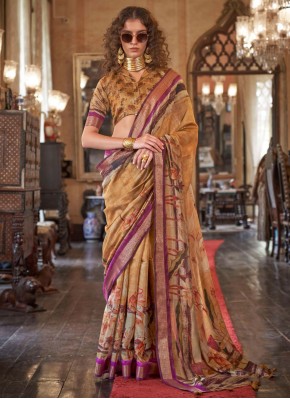 Khaki Digital Print Ceremonial Trendy Saree