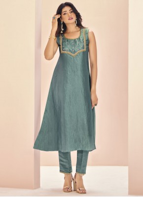 Latest Blue and Grey Festival Designer Kurti