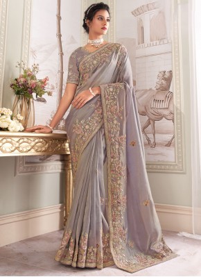 Lavender Banarasi Silk Thread Trendy Saree