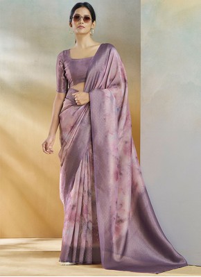 Lavender Handloom silk Weaving Traditional Saree