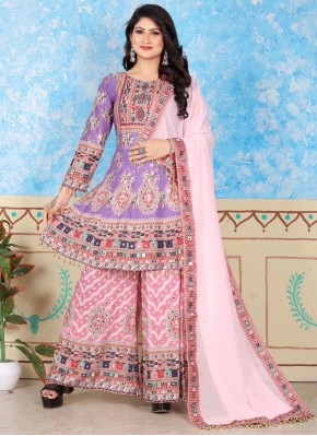 Lavender Muslin Mirror Trendy Salwar Kameez