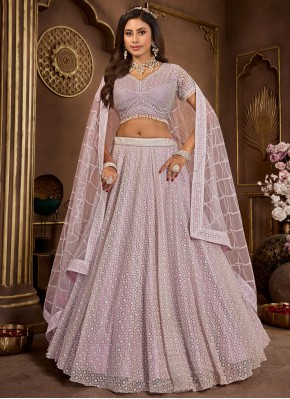 Lavender Net Mehndi Readymade Lehenga Choli